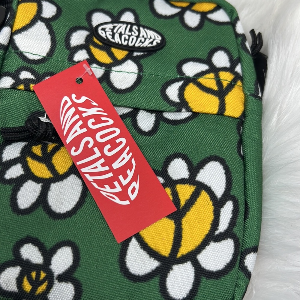 Zumiez Petals and Peacocks Flower/Peace Sign Crossbody Bag